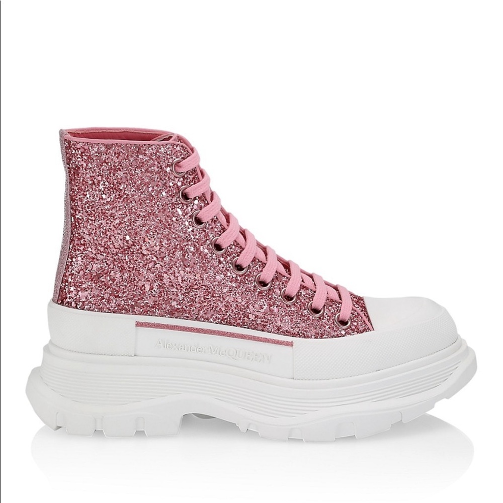 NWT Alexander McQueen
Tread Slick Glitter High-Top Boots